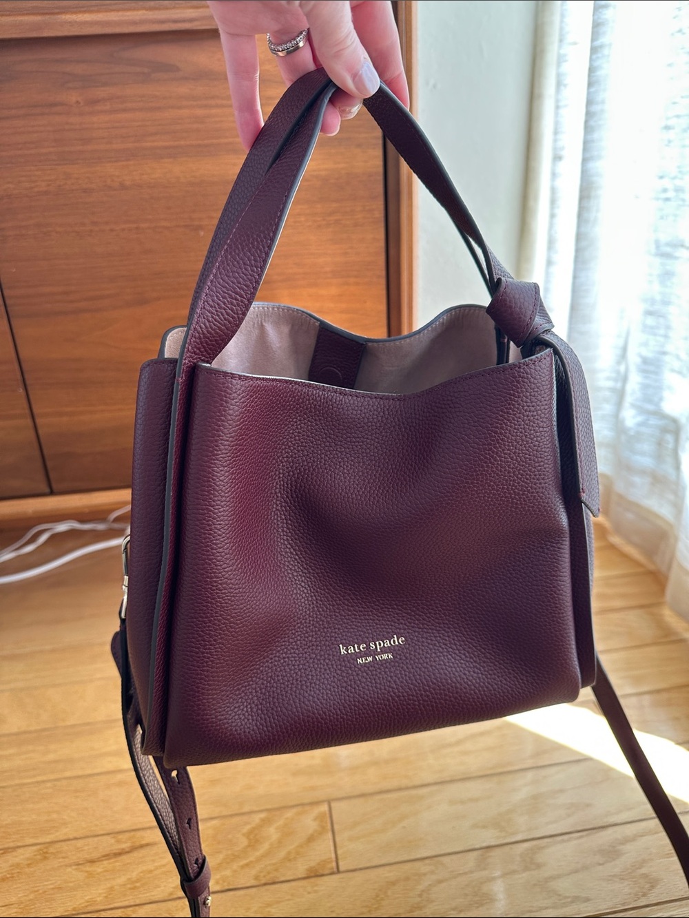 kate spade Pebbled Leather Knott Medium Satchel in Cordovan - Picture 4 of 4